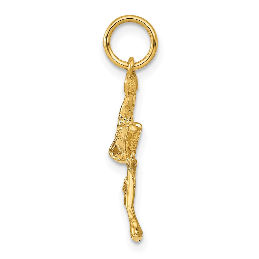 Million Charms 14K Yellow Gold Themed Solid 3-Dimensional Stork Charm