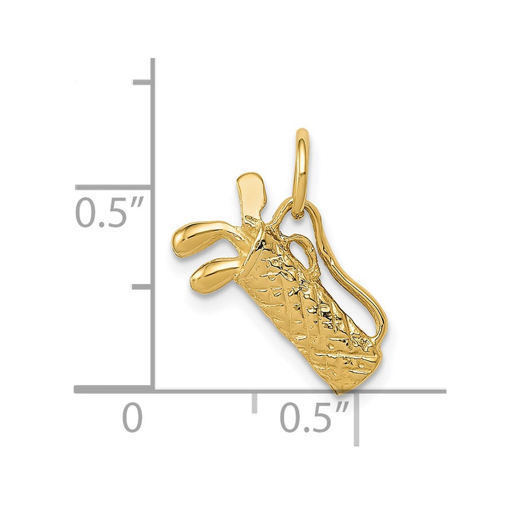 Million Charms 14K Yellow Gold Themed 3-D Sports Golf Bag Charm