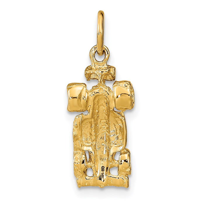 Million Charms 14K Yellow Gold Themed 3-D Race Car Charm