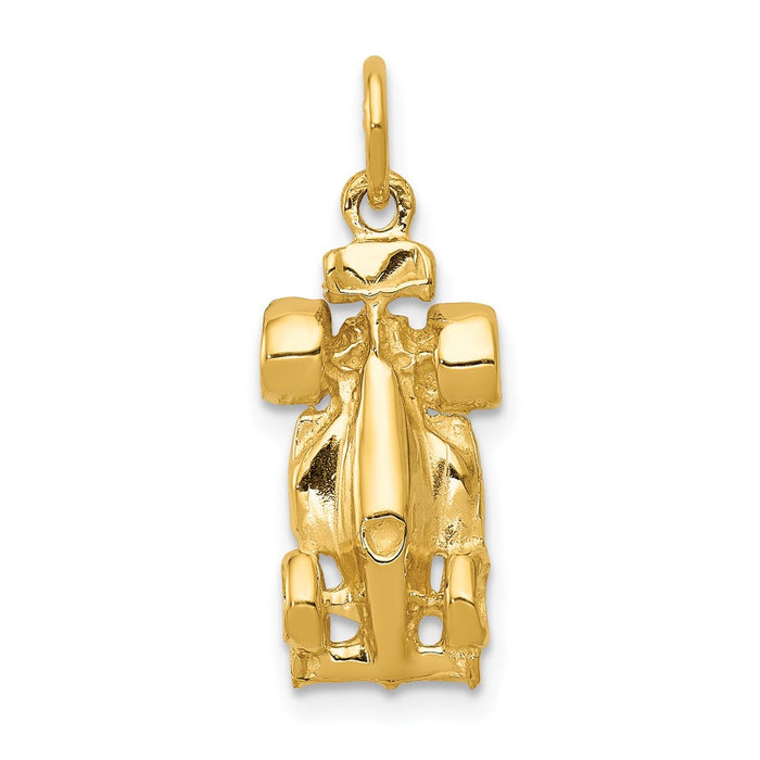 Million Charms 14K Yellow Gold Themed 3-D Race Car Charm