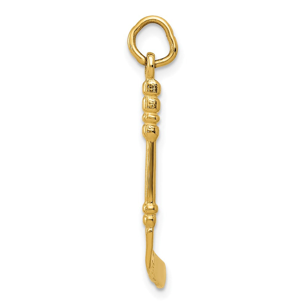 Million Charms 14K Yellow Gold Themed Sports Hockey Stick With Enamel Charm