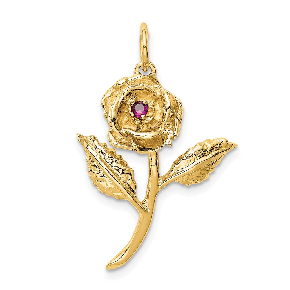 Million Charms 14K Yellow Gold Themed (Cubic Zirconia) CZ Rose Charm