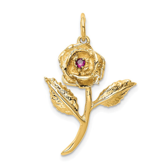Million Charms 14K Yellow Gold Themed (Cubic Zirconia) CZ Rose Charm