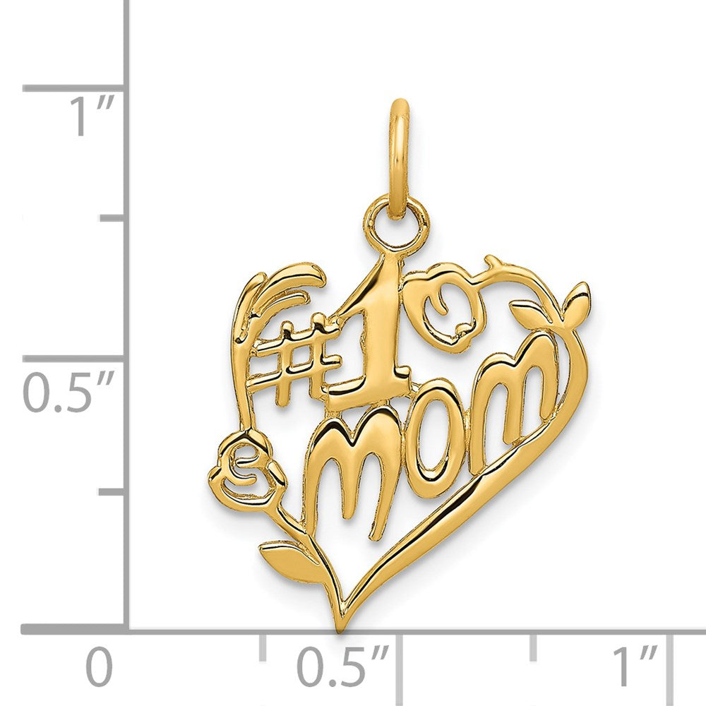 Million Charms 14K Yellow Gold Themed #1 Mom Heart Charm