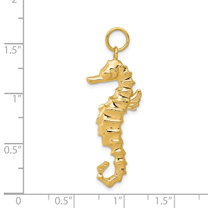 Million Charms 14K Yellow Gold Themed Nautical Seahorse Pendant