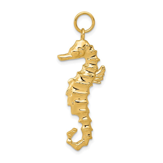 Million Charms 14K Yellow Gold Themed Nautical Seahorse Pendant