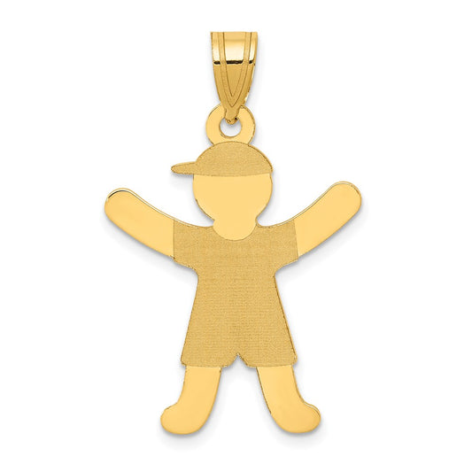 Million Charms 14K Yellow Gold Themed Laser Polished Boy With Hat Charm