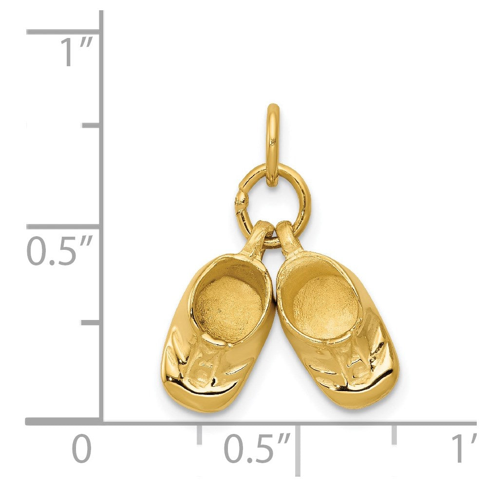 Million Charms 14K Yellow Gold Themed Polished Baby Shoes Charm