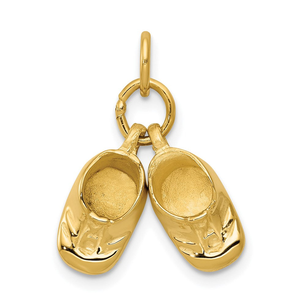 Million Charms 14K Yellow Gold Themed Polished Baby Shoes Charm
