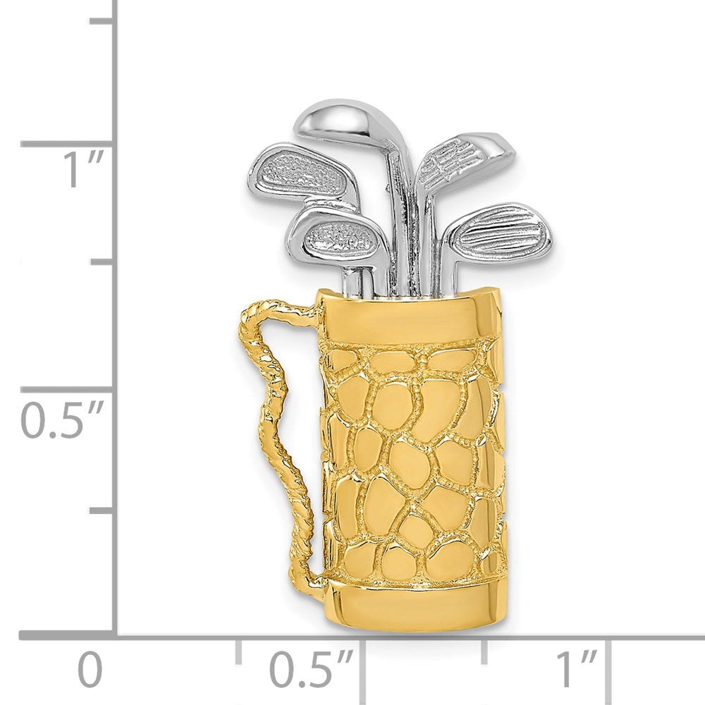Million Charms 14K Two-Tone Sports Golf Bag With Clubs Pendant