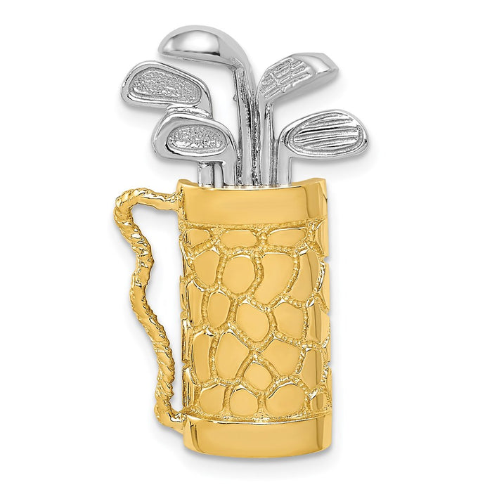 Million Charms 14K Two-Tone Sports Golf Bag With Clubs Pendant