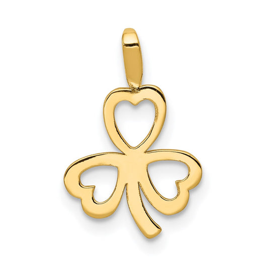 Million Charms 14K Yellow Gold Themed Heart Lucky Clover  Charm