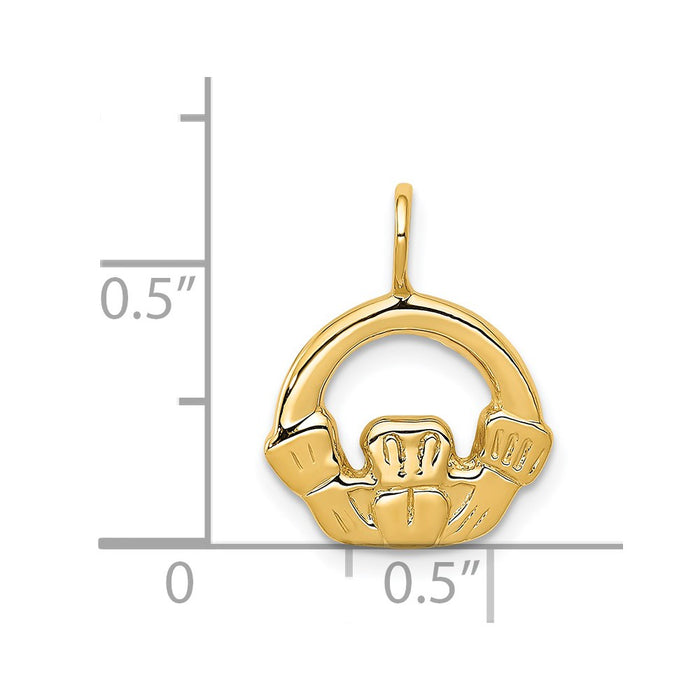 Million Charms 14K Yellow Gold Themed Claddagh Charm