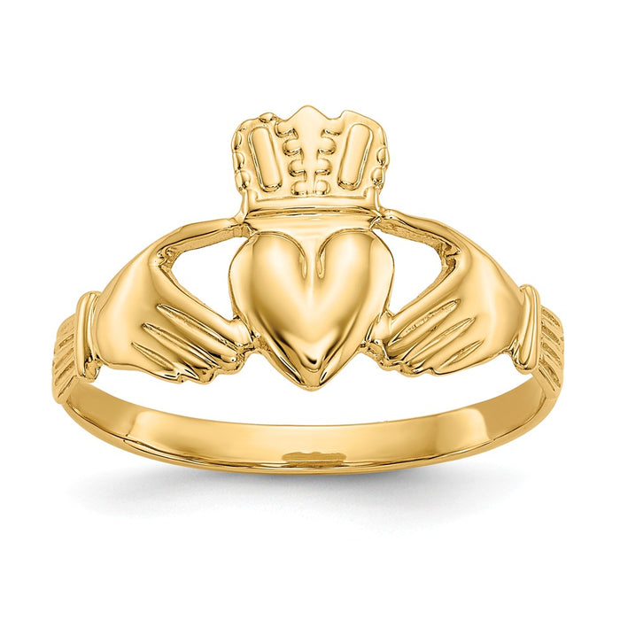 14k Yellow Gold Polished Claddagh Ring, Size: 6