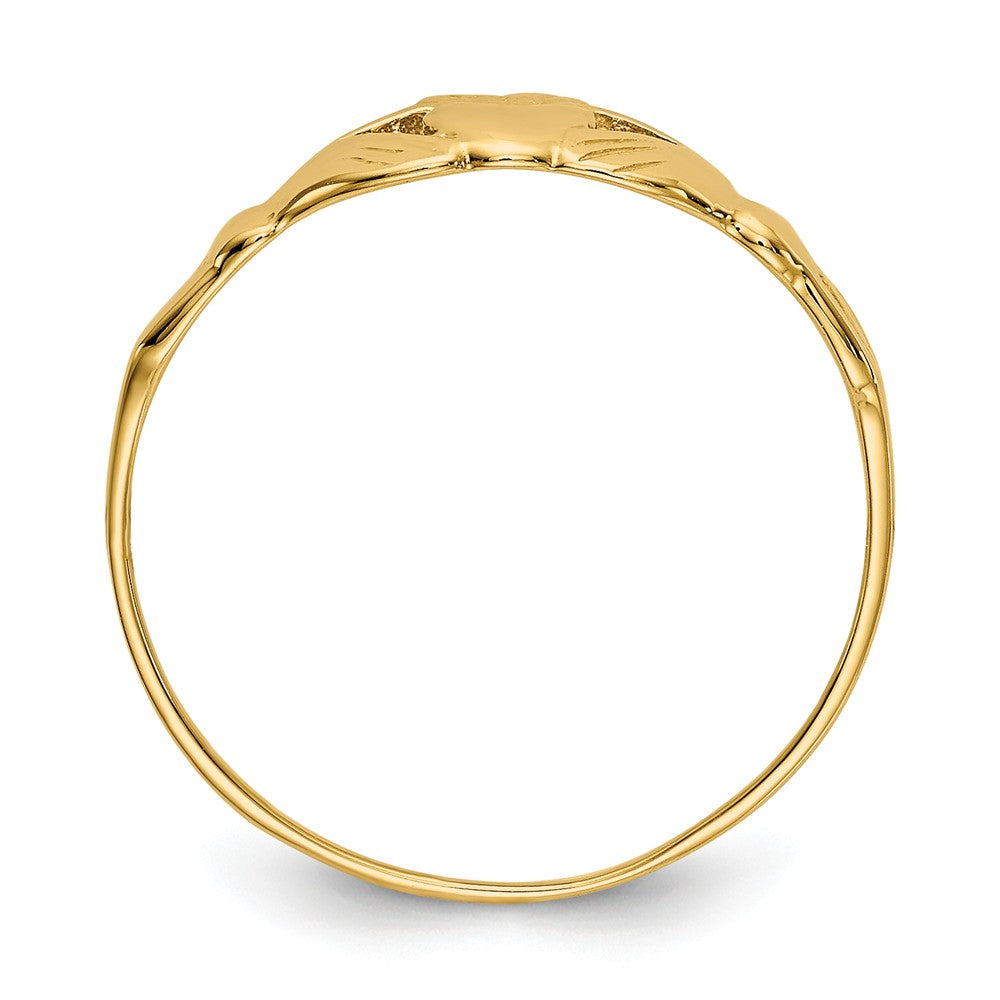 14k Yellow Gold Childs Polished Claddagh Ring, Size: 4.5