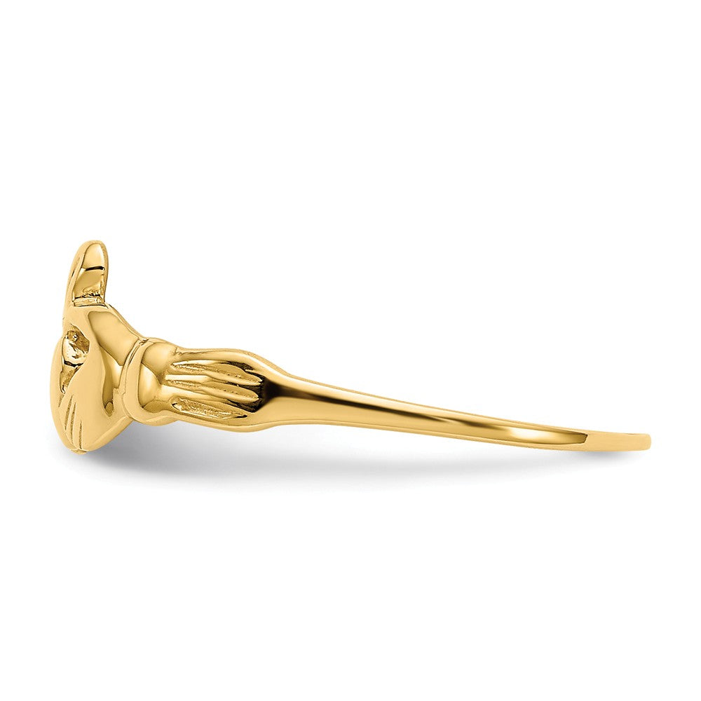 14k Yellow Gold Childs Polished Claddagh Ring, Size: 4.5