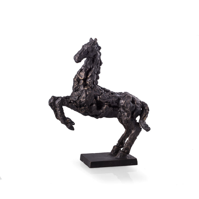 Occasion Gallery Black Color Mustang Horse Sculpture with Antacid Glazed Metal. 9 L x 3.5 W x 12 H in.