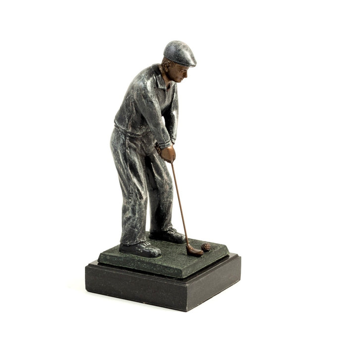 Occasion Gallery Silver Color 11"  High Cold Cast Golfer On Marble Base. 4.75 L x 5 W x 10.75 H in.
