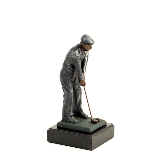 Occasion Gallery Silver Color 9"  High Cold Cast Golfer On Marble Base. 4 L x 4.25 W x 9 H in.