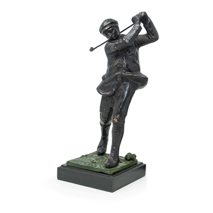 Occasion Gallery Black Color 14 " Bronzed Metal Golfer on Marble Base. 5.5 L x 5 W x 14 H in.