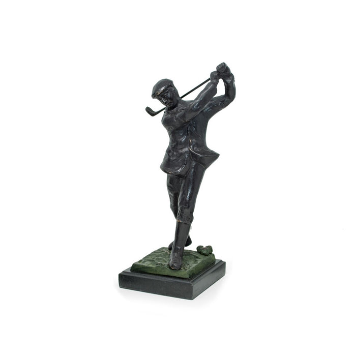 Occasion Gallery Black Color 12" Bronzed Metal Golfer on Marble Base. 4 L x 4.75 W x 12 H in.