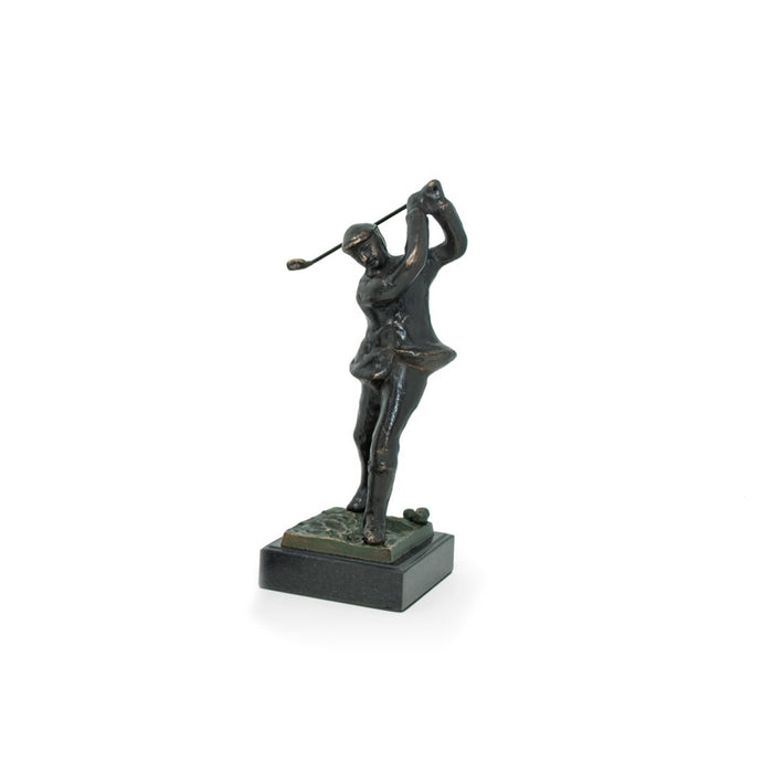Occasion Gallery Black Color 10" Bronzed Metal Golfer on Marble Base. 3.75 L x 4.25 W x 10 H in.