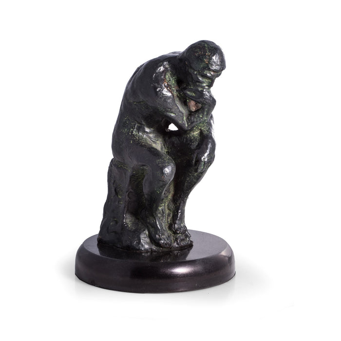 Occasion Gallery Black Color Thinker Sculpture with Cast Metal and Bronzed Finish on Marble Base. 6 L x 6 W x 10 H in.