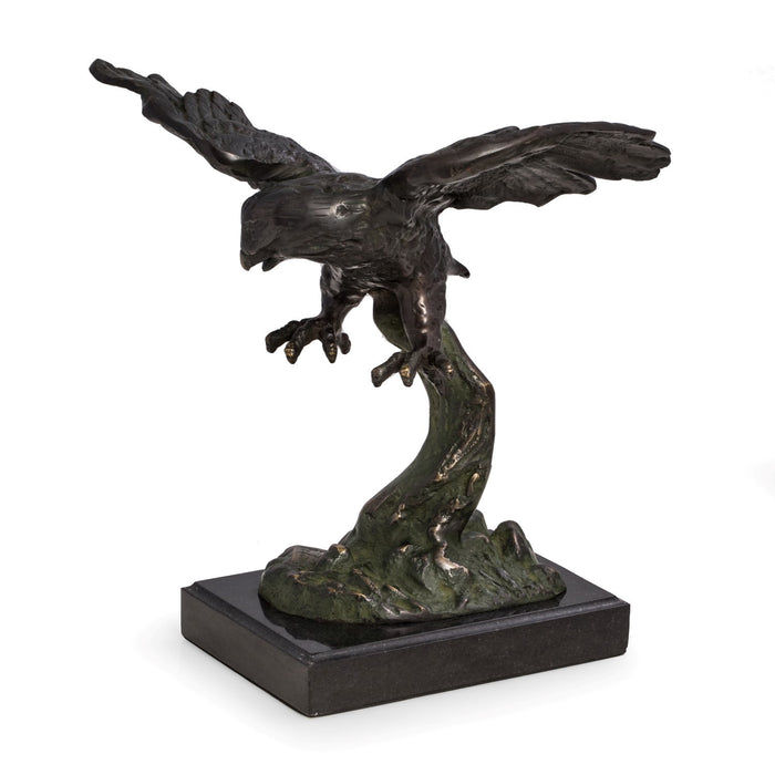 Occasion Gallery Bronze Color Soaring Eagle Sculpture with Bronzed Finish on Marble.  11.5 L x 7.5 W x 11 H in.