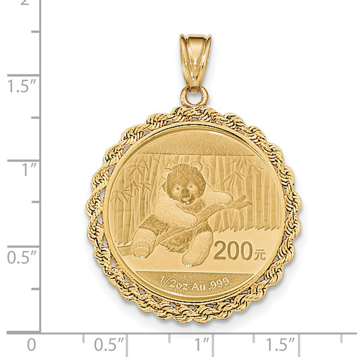 Million Charms 14K Yellow Gold Themed Hand Made Rope Polished Prong 1/2P Bezel With Coin