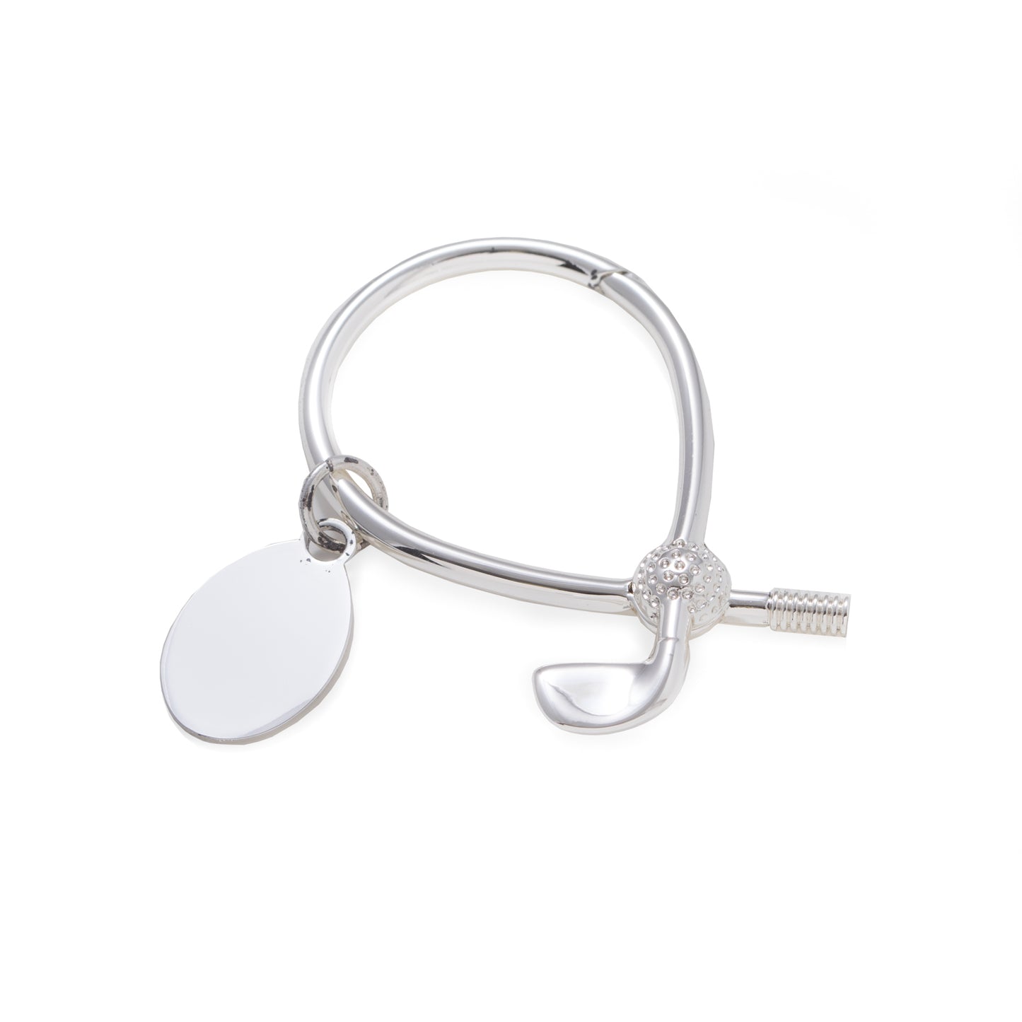 Occasion Gallery Silver Color Silver Plated Golf Key Ring with ID Tag.  3.5 L x 1.75 W x 0.35 H in.