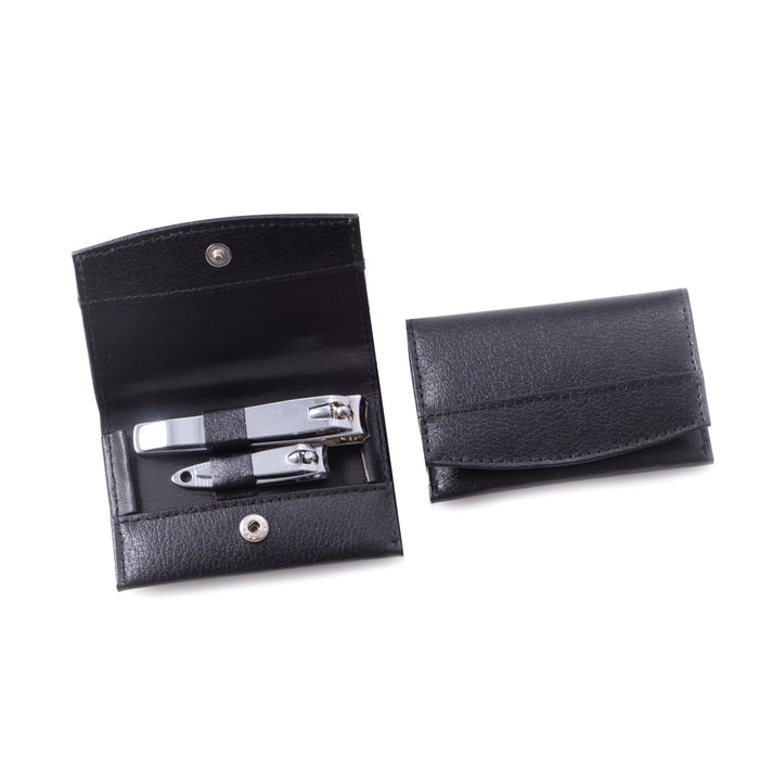 Occasion Gallery Black Color 2 Piece Nail Clipper Set in Black Leather Case. 4 L x 2.5 W x 0.75 H in.