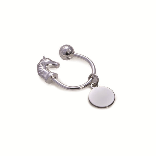 Occasion Gallery Silver Color Silver Plated Horse Head Key Ring with ID Tag. 1.75 L x 0.15 W x 2.5 H in.