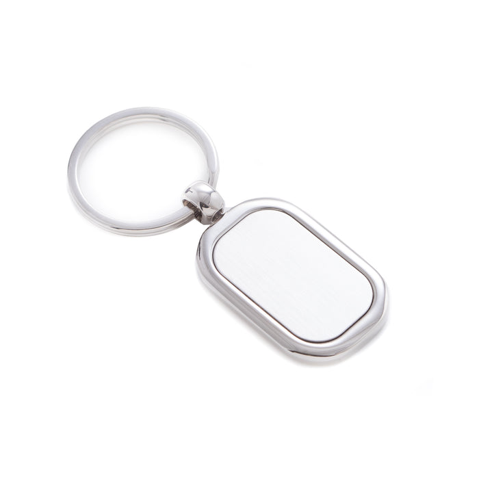 Occasion Gallery Silver Color Shinny & Satin Silver Plated Rectangular Key Ring. 3.25 L x 1.25 W x 0.15 H in.