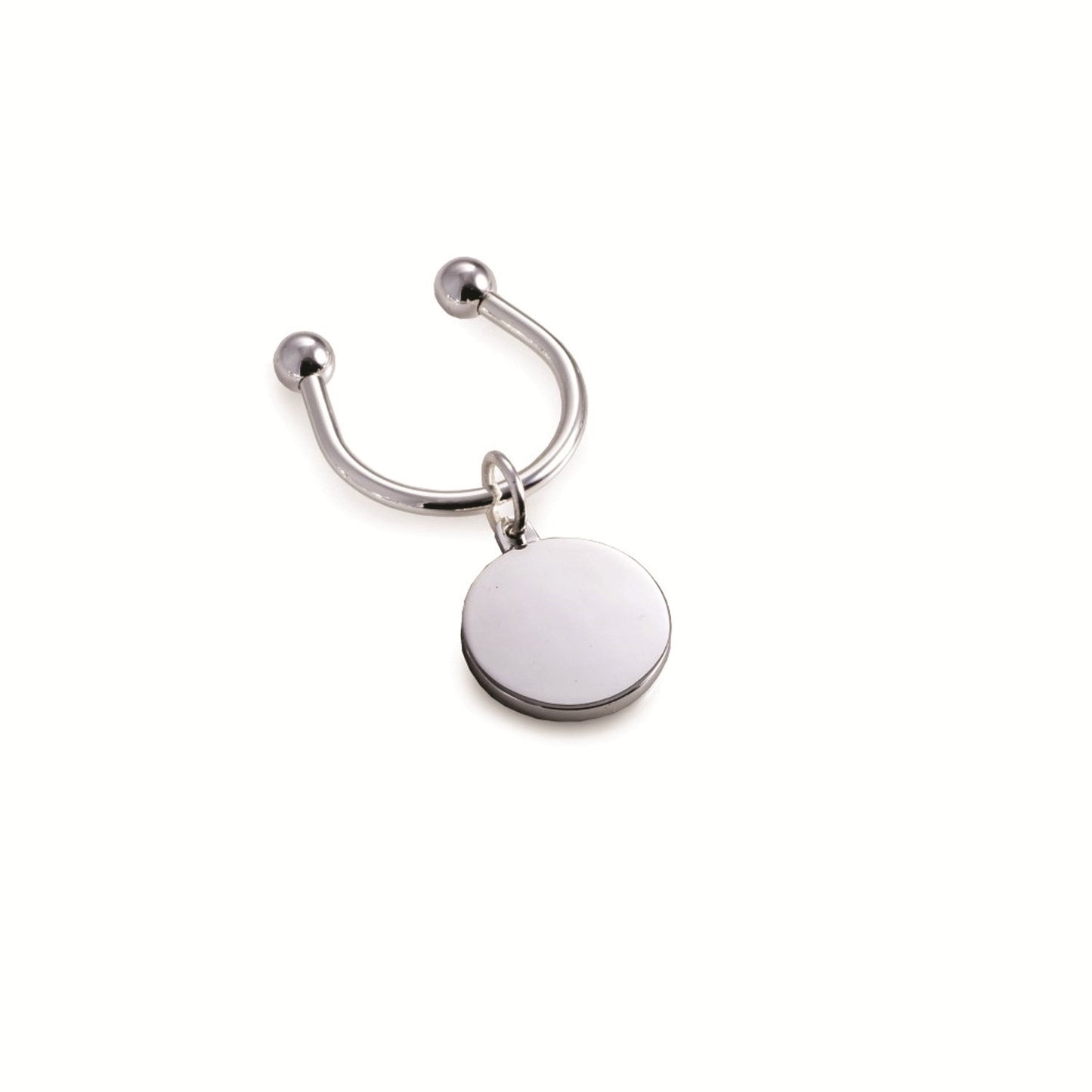 Occasion Gallery Silver Color Silver Plated Round Key Ring. 3.35 L x 1.65 W x 0.15 H in.