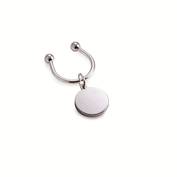 Occasion Gallery Silver Color Silver Plated Round Key Ring. 3.35 L x 1.65 W x 0.15 H in.