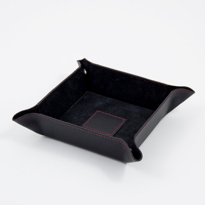 Occasion Gallery Black Color Black Leather Snap Valet with Pig Skin Leather Lining. 5 L x 5 W x 1.5 H in.
