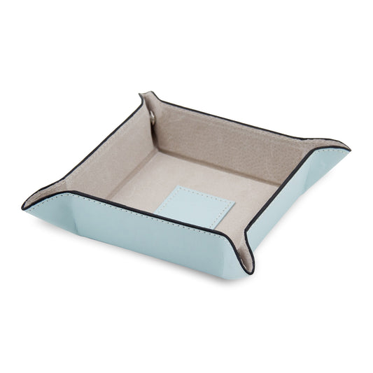 Occasion Gallery Blue  Color Blue Leather Snap Valet with Pig Skin Leather Lining. 5 L x 5 W x 1.5 H in.