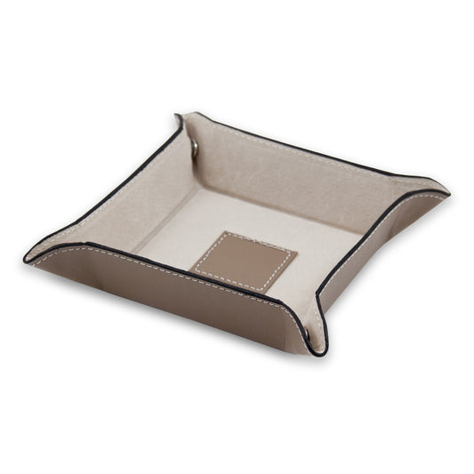 Occasion Gallery Taupe Color Taupe Leather Snap Valet with Pig Skin Leather Lining. 5 L x 5 W x 1.5 H in.