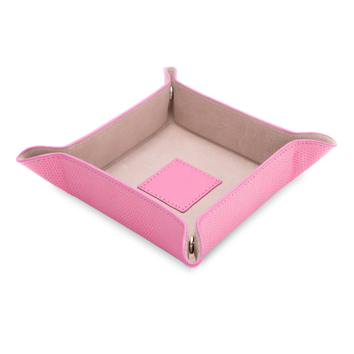 Occasion Gallery Pink Color Pink "Lizard" Leather Snap Valet with Pig Skin Leather Lining 5 L x 5 W x 1.5 H in.