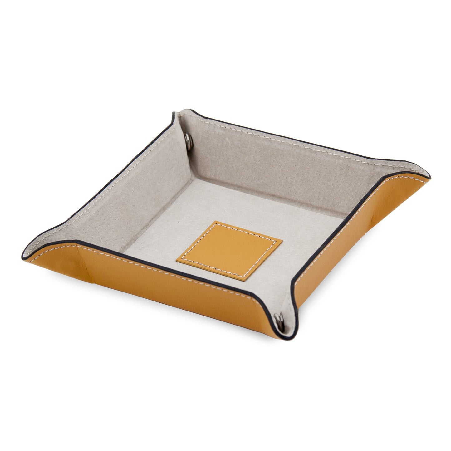 Occasion Gallery Yellow Color Yellow Leather Snap Valet with Pig Skin Leather Lining. 5 L x 5 W x 1.5 H in.