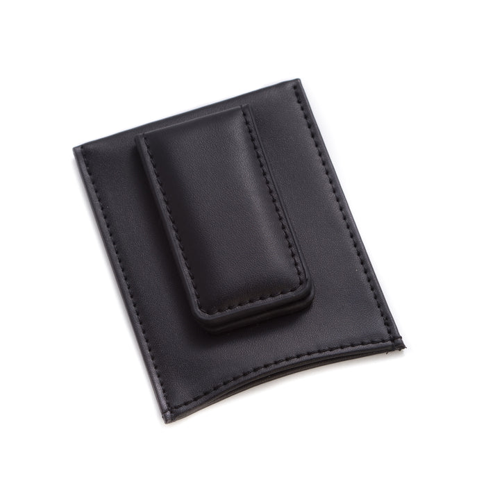 Occasion Gallery Black Color Black Leather Magnetic Money Clip & Wallet. 2.8 L x 4 W x 0.65 H in.