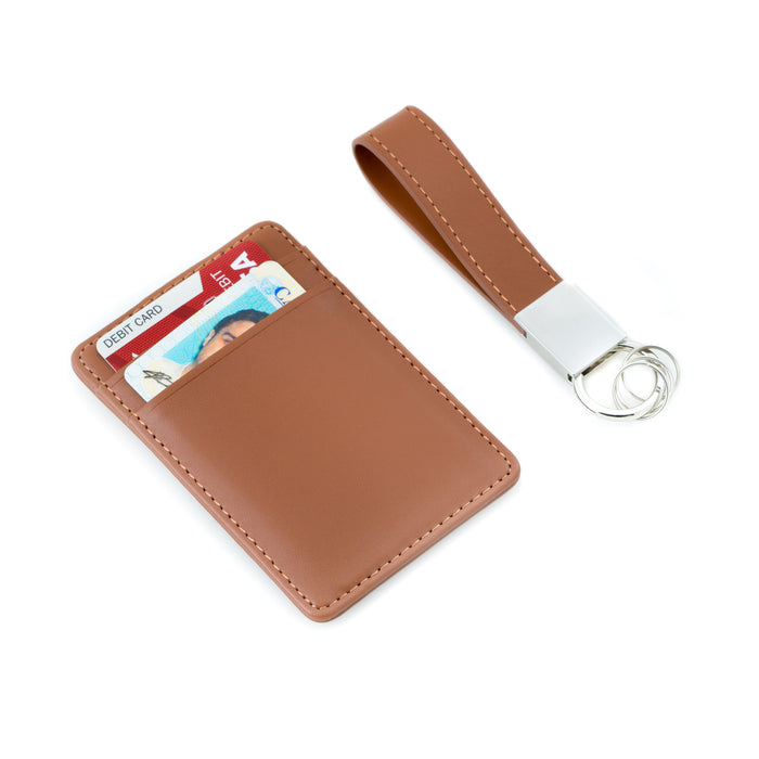 Occasion Gallery Brown Color Brown Leather Travel Wallet with Money Clip and Leather Strap Valet Key Ring Gift Set. 4.15 L x 2.75 W x 0.25 H in.