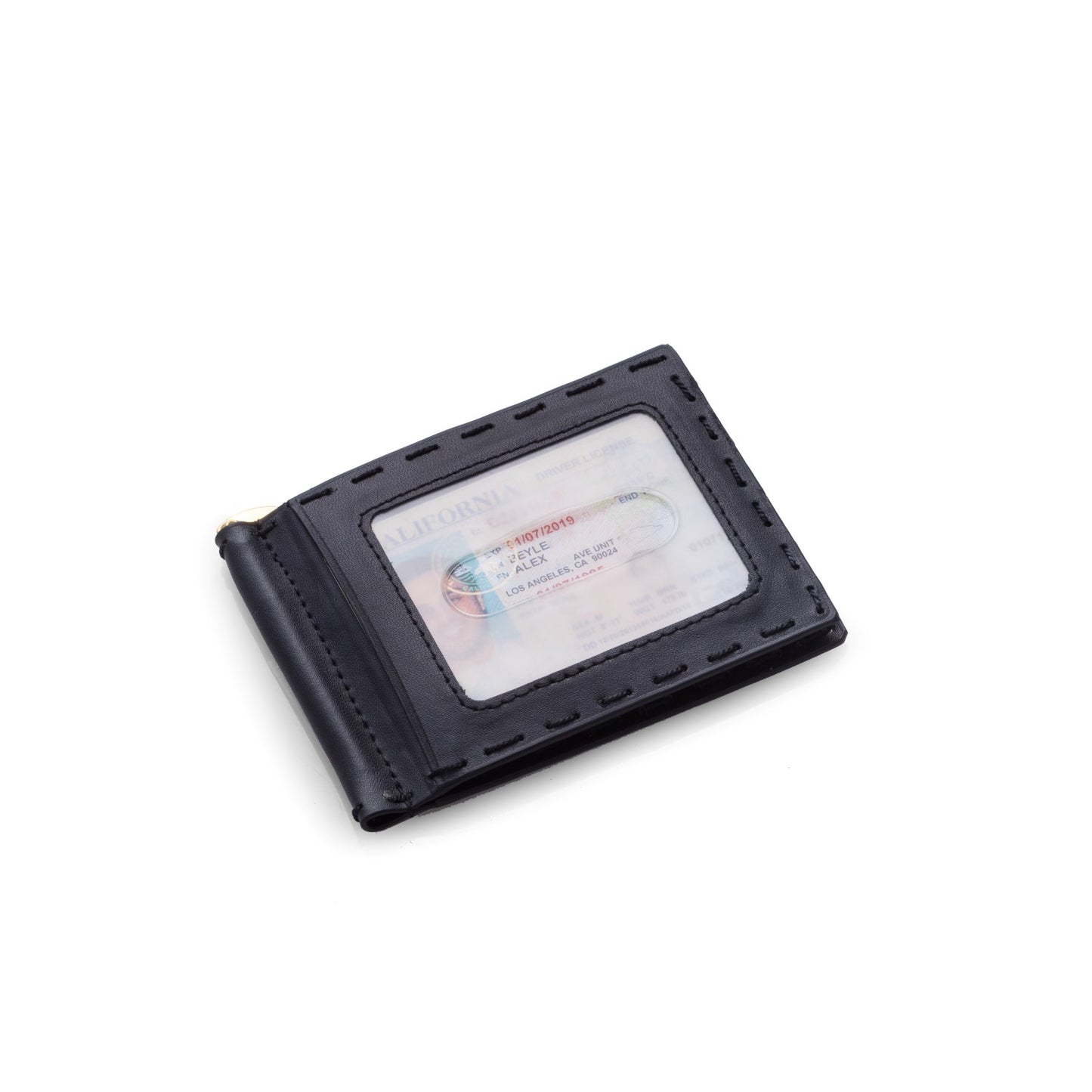 Occasion Gallery Black Color Black Leather Wallet with Money Clip and ID Window.  4.25 L x 3.25 W x 0.25 H in.
