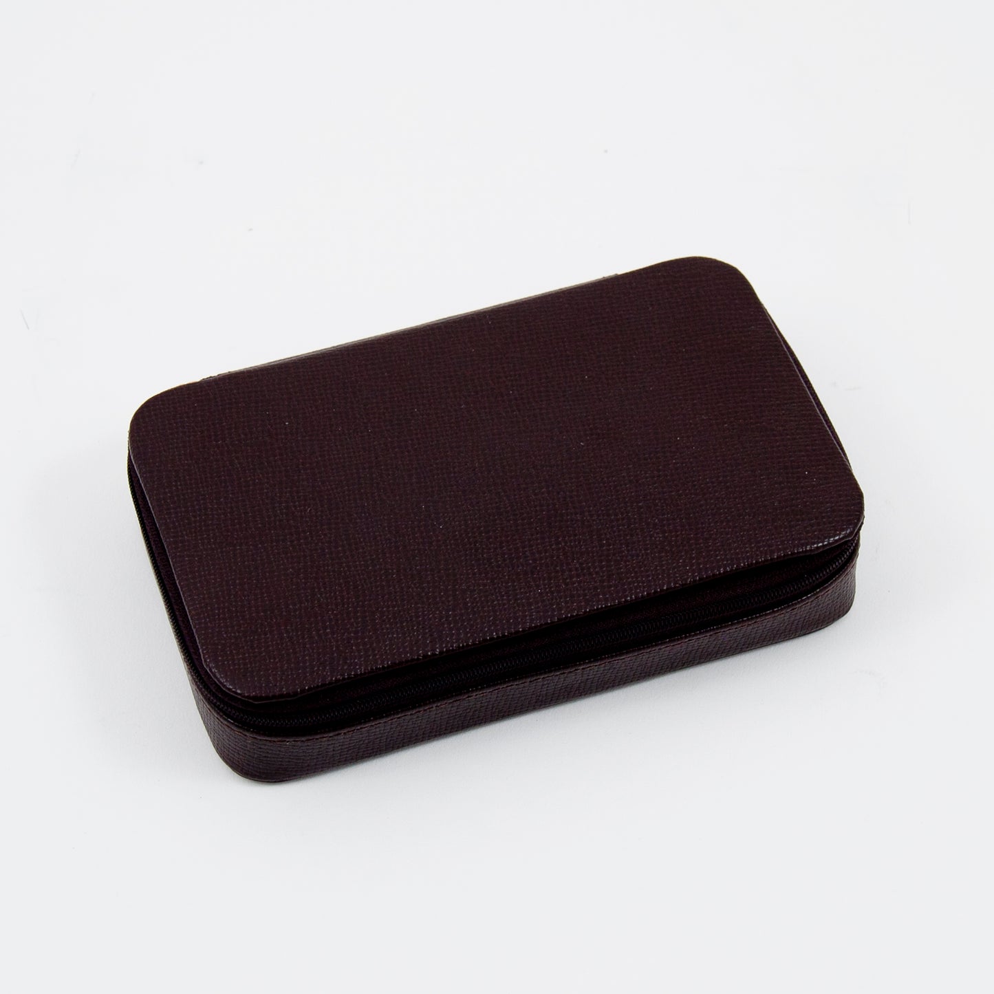Occasion Gallery Brown Color Brown Leather Multi Compartment Jewelry Box with Zippered Closure. 7 L x 4..25 W x 1.5 H in.