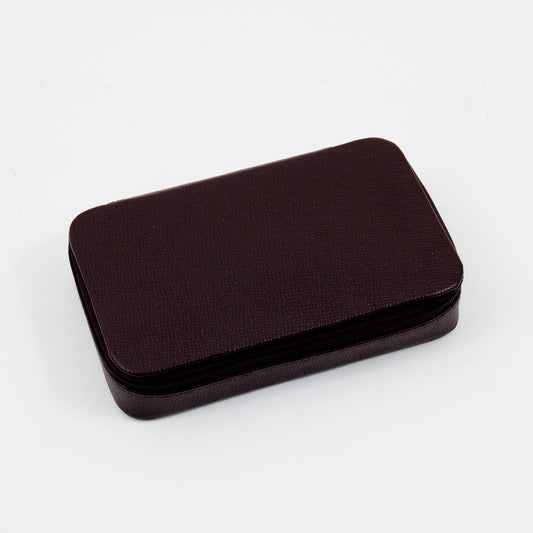Occasion Gallery Brown Color Brown Leather Multi Compartment Jewelry Box with Zippered Closure. 7 L x 4..25 W x 1.5 H in.