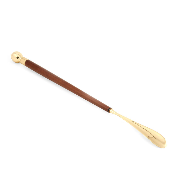 Occasion Gallery Teak Wood Color Teak Wood with Brass Accents Shoe Horn and Polishing Sponge. 25.5 L x 1.5 W x 1.5 H in.