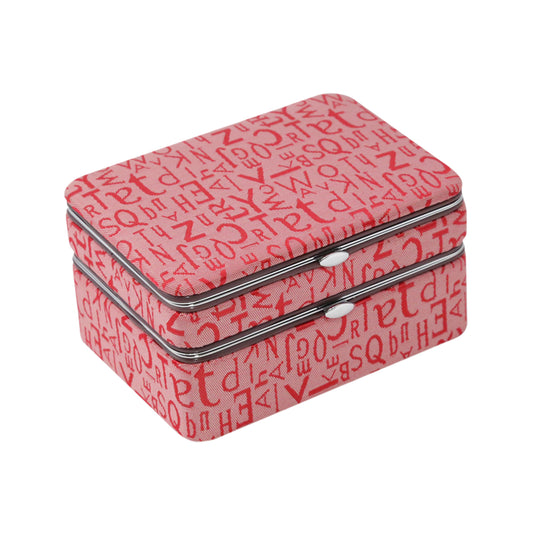 Occasion Gallery Red Color 5 Pieces Manicure Set with Travel Jewelry Box. Includes Clippers, Tweezers, File Cuticle Cleaner and Scissors, Mirror and Slots for Earrings and Rings in Red Fabric Case. 3.5 L x 4.75 W x 2.75 H in.
