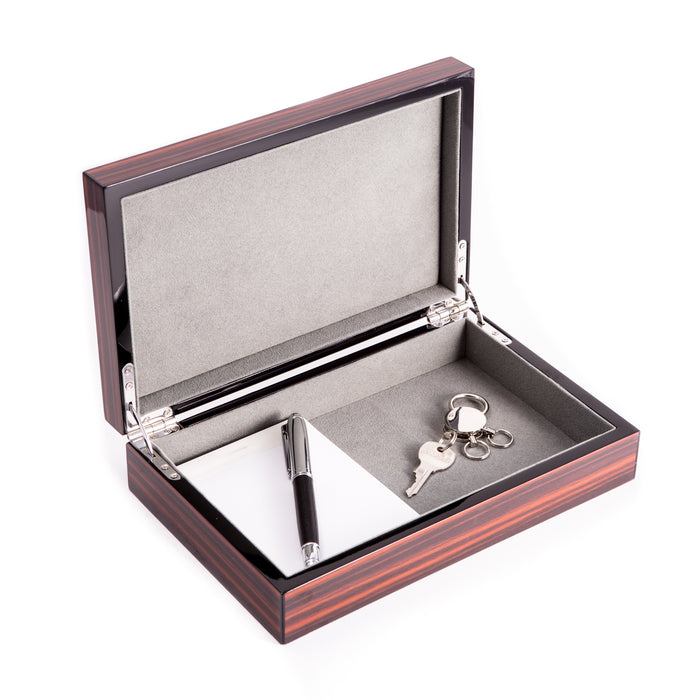 Occasion Gallery Brown Color "Exotic Zebra" Lacquered Wood Hinged Box with Soft Velour Lining 9.75 L x 6.25 W x 2.25 H in.