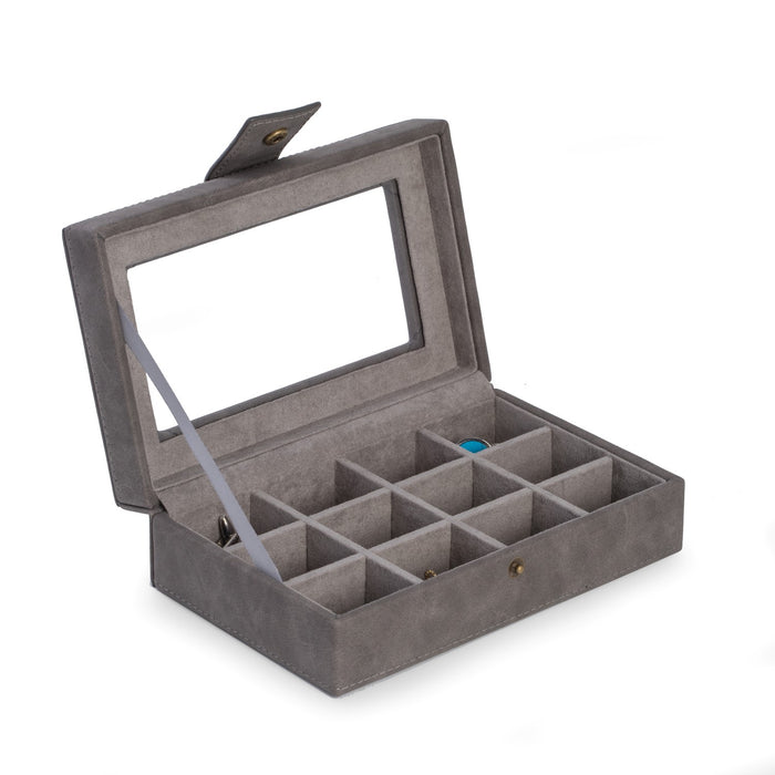 Occasion Gallery GRAY  Color 12 Cufflink Storage Case in Grey with Soft Velour Lining.  4.25 L x 7 W x 2.25 H in.