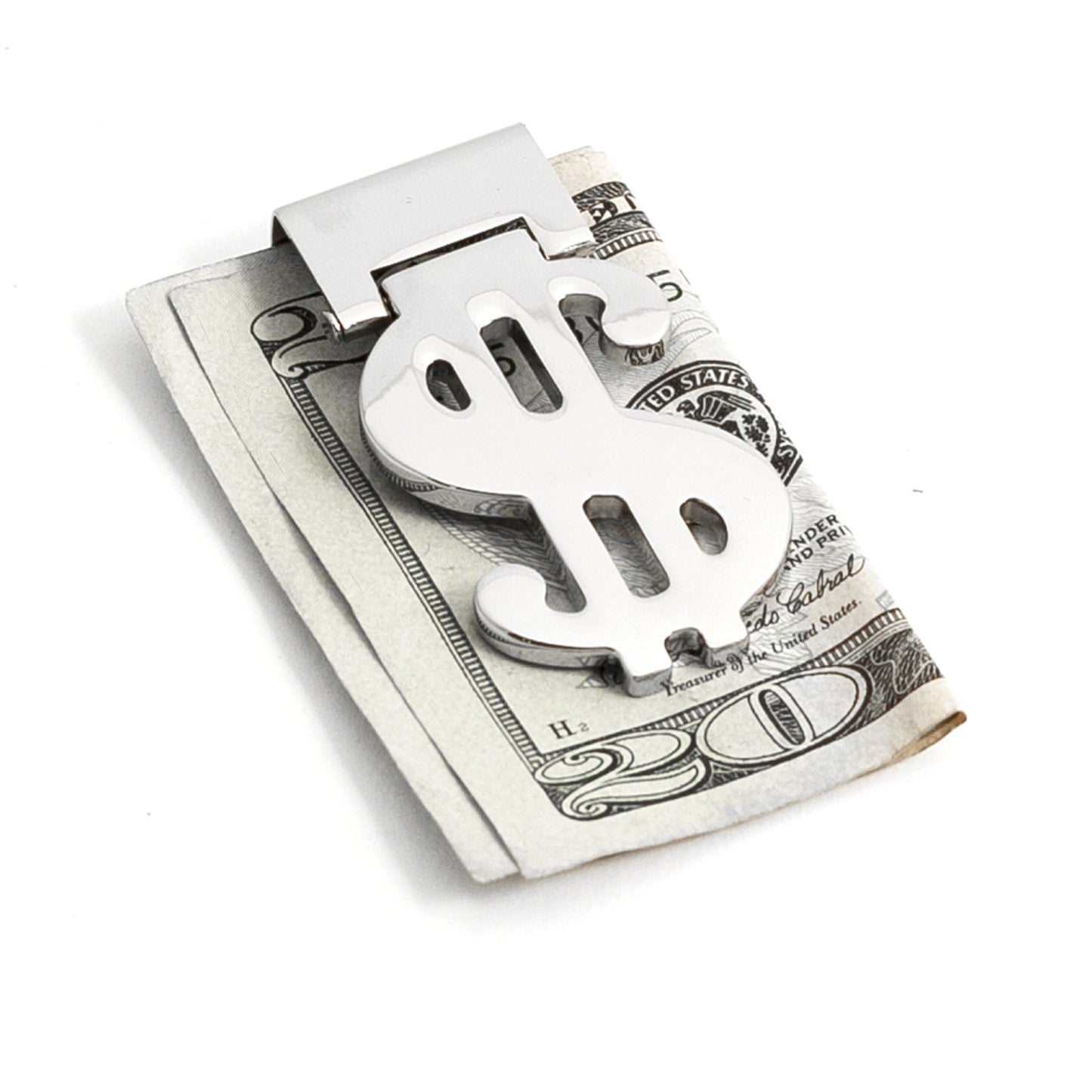 Occasion Gallery Silver Color Silver Plated Hinged Money Clip with $ Symbol. 1 L x 2.5 W x 0.5 H in.